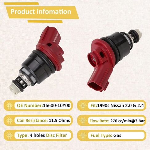 1990s Motor-KA24 & SR20 حقن الوقود ، متوافقة مع/Nissan 2.4 Altima 240SX 1993-1999 ، Sentra 200SX 2.0L 1991-1999 ، متوافق مع/Infiniti 2.0 G20 | 4 Holes | | مجموعة من 4 | in Saudi Arabia