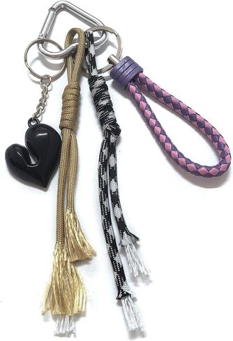 Cute Y2k Heart Woven Rope Matching Keychain Tassel Hanging Multi-Functional Bag Charms Decoration Bag Pendan in Saudi Arabia