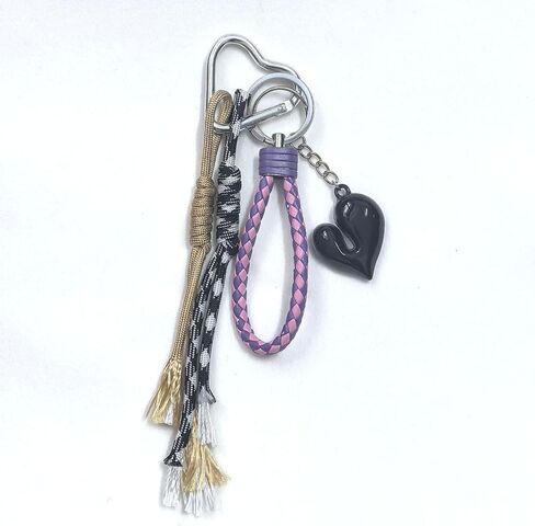 Cute Y2k Heart Woven Rope Matching Keychain Tassel Hanging Multi-Functional Bag Charms Decoration Bag Pendan in Saudi Arabia