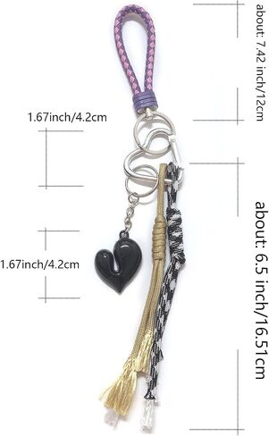Cute Y2k Heart Woven Rope Matching Keychain Tassel Hanging Multi-Functional Bag Charms Decoration Bag Pendan in Saudi Arabia