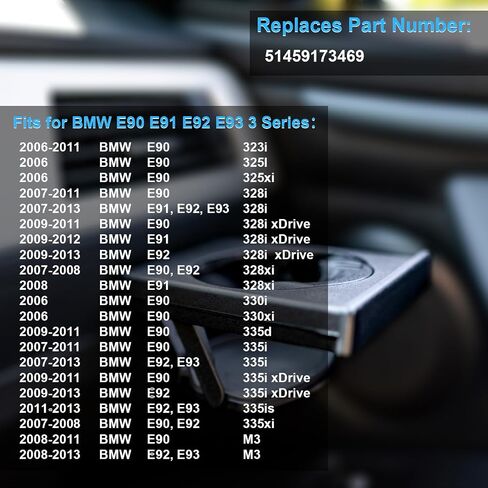 Left Driver Side Retractable Cup Holder Compatible with 2006-2013 BMW E90 E91 E92 E93 323i 325i 325xi 328i 328xi 330i 330xi 335d 335i 335is 335xi M3 Replaces# 51459173463 (Left Driver Side) in Saudi Arabia