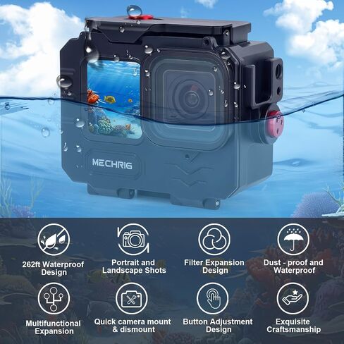 Aluminum Waterproof Case for GoPro HERO13 Black HERO12 HERO11 HERO10 HERO9 Action Camera 80M Deep Waterproof Horizontal and Vertical Shooting Switch (Standard Model 63071) in Saudi Arabia