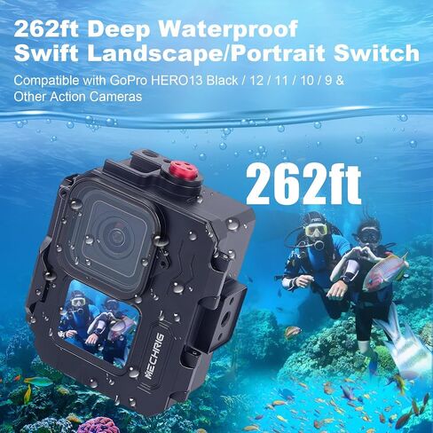 Aluminum Waterproof Case for GoPro HERO13 Black HERO12 HERO11 HERO10 HERO9 Action Camera 80M Deep Waterproof Horizontal and Vertical Shooting Switch (Standard Model 63071) in Saudi Arabia