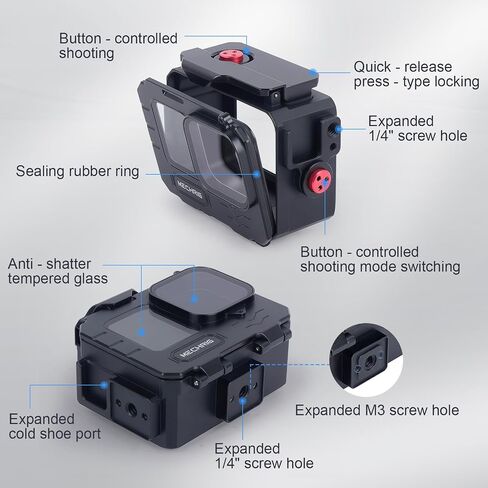 Aluminum Waterproof Case for GoPro HERO13 Black HERO12 HERO11 HERO10 HERO9 Action Camera 80M Deep Waterproof Horizontal and Vertical Shooting Switch (Standard Model 63071) in Saudi Arabia