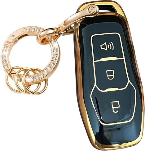 لغطاء Ford Key Fob مع سلسلة المفاتيح Fit for Ford Explorer 2016 2017 Smart Key Shell (Black) in Kuwait