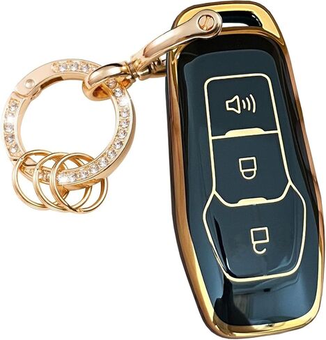 لغطاء Ford Key Fob مع سلسلة المفاتيح Fit for Ford Explorer 2016 2017 Smart Key Shell (Black) in Kuwait