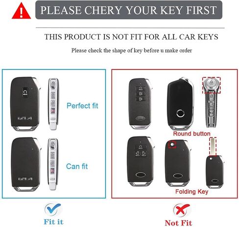 Heavy Key Fob Cover for kia, Key Fob Case Protector Accessories Fits for Kia Cerato Ceed Forte NIRO Sorento Seltos Soul Telluride 5 Buttons Smart Key (Black) in Saudi Arabia