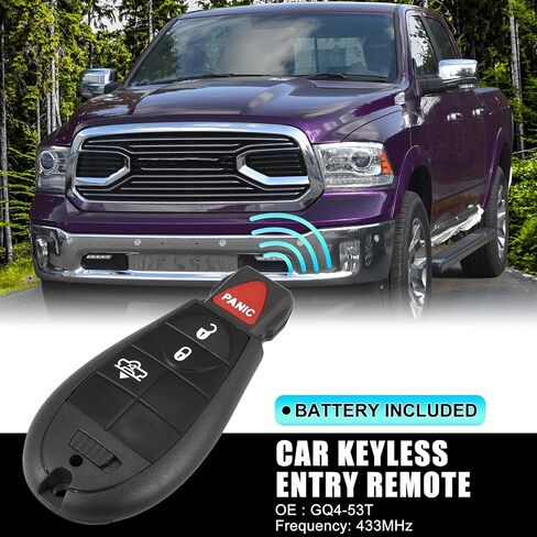 X AutoHaux استبدال المفتاح الإدخال عن بُعد مفتاح السيارة FOB GQ4-53T 433MHz لـ Dodge لـ RAM 1500 2500 3500 2013-2018 4 أزرار مع مفتاح الباب 68159655 in Kuwait