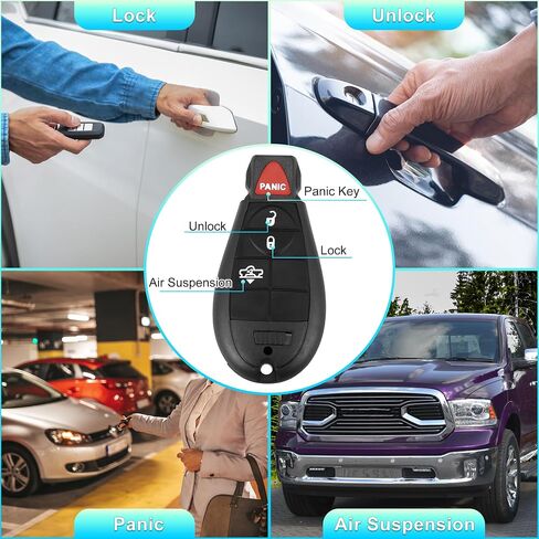 X AutoHaux استبدال المفتاح الإدخال عن بُعد مفتاح السيارة FOB GQ4-53T 433MHz لـ Dodge لـ RAM 1500 2500 3500 2013-2018 4 أزرار مع مفتاح الباب 68159655 in Kuwait