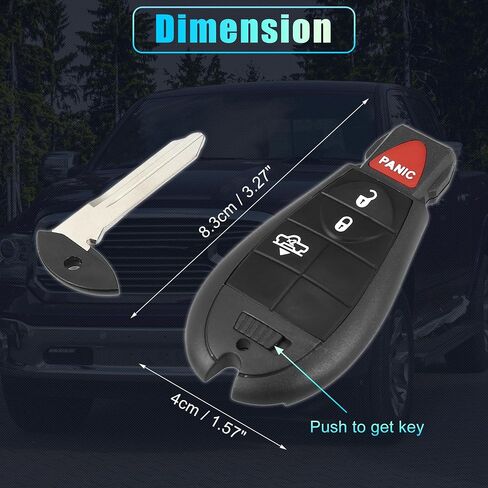 X AutoHaux استبدال المفتاح الإدخال عن بُعد مفتاح السيارة FOB GQ4-53T 433MHz لـ Dodge لـ RAM 1500 2500 3500 2013-2018 4 أزرار مع مفتاح الباب 68159655 in Kuwait