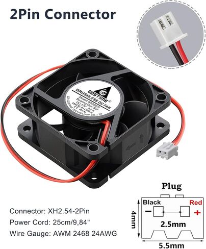 GDSTIME 120 مم × 25 مم 12 فولت مروحة 2 دبوس محمل كرة مزدوج ، 5 بوصة 12VOLT DC التبريد بدون فرش استبدال مروحة الحاسوب مروحة لصانع الجليد/مزود الطاقة ، 2 عبوة in Kuwait