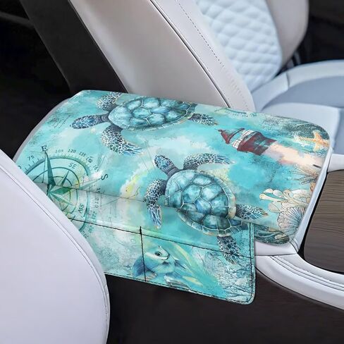Dreaweet Brown Leopard Print Center Console Cover Thick Arm Rest Cover for Car Women Cheetah Car Accessories Interior Middle Console Cushion Cover Pad with Pockets in Saudi Arabia