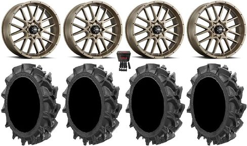 Bundle - 9 Items: ITP Hurricane 20" Wheels Bronze 33" MotoHavok Tires [4x156 Bolt Pattern 12mmx1.5 Lug Kit] in Saudi Arabia