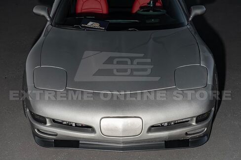 Replacement For 1997-2004 Chevrolet Corvette C5 ALL Models | ZR1 Extended Style ABS Plastic - Hydro-Dipped Carbon Fiber Front Bumper Lower Lip Splitter in Saudi Arabia