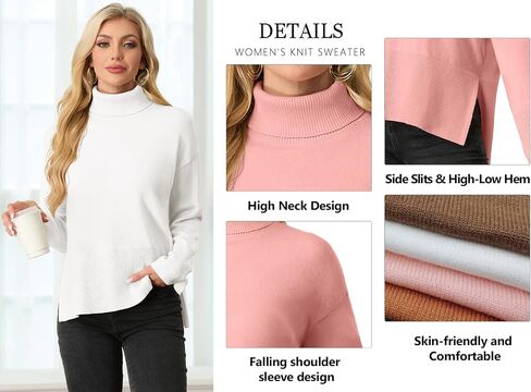 IWOLLENCE 2024 Winter Fall Turtleneck Sweater High Neck Long Sleeve Sweaters Pullover Outfit in Kuwait