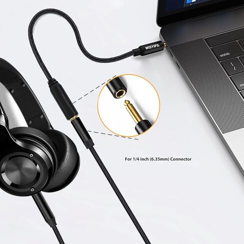 1/4 to 1/8 Headphone Cable Adapter, TRS Auxiliary Aux Cord 6.35mm Male to 3.5mm Female Stereo Jack Audio Adapter for Amplifiers,Guitar, Piano, Home Theater, Braided Cable 1ft (30cm) in Kuwait