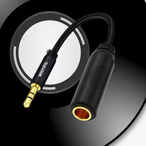 1/4 to 1/8 Headphone Cable Adapter, TRS Auxiliary Aux Cord 6.35mm Male to 3.5mm Female Stereo Jack Audio Adapter for Amplifiers,Guitar, Piano, Home Theater, Braided Cable 1ft (30cm) in Kuwait