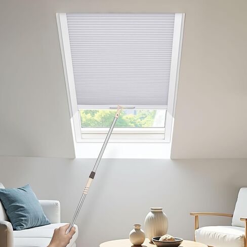 UrMoon Skylight Shades & Blind for Ceiling Window Skylight Cover Cordless Cellular Shades Honeycomb Blinds for Roof Inclined Plane Room Windows, Blackout White- Custom Size in Kuwait