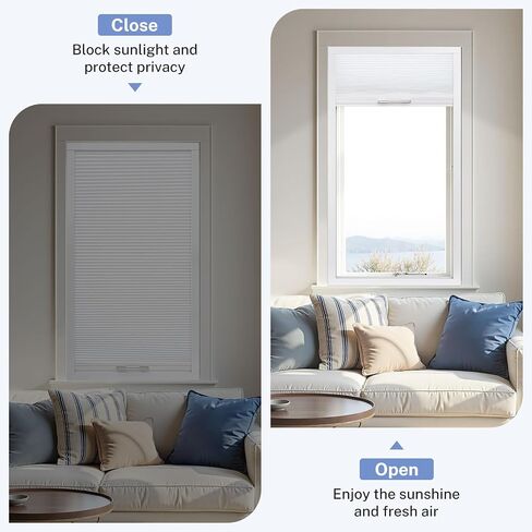 UrMoon Skylight Shades & Blind for Ceiling Window Skylight Cover Cordless Cellular Shades Honeycomb Blinds for Roof Inclined Plane Room Windows, Blackout White- Custom Size in Kuwait