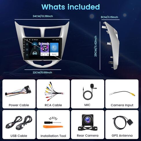 【بالنسبة إلى Hyundai Accent Verna Solaris 2010-2016】 Fuluku Android Stereo مع Carplay Android Auto ، 9 "شاشة تعمل باللمس GPS التنقل WiFi Bluetooth SWC Mirror Link in Saudi Arabia