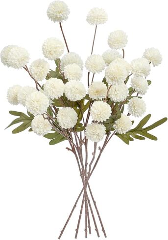 بومبون أمي الزهور الاصطناعية ، 6pcs فو الحرير الطويل الزهور الجذعية الجزء الأكبر المزيف مصغرة الكريزانثيمات لباقة ديي مركزية الحشو الزفاف ترتيبات الاستحمام المنزل (العاج) in Saudi Arabia