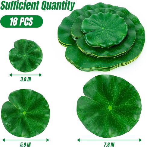 18PCS Artificial Pond Plants - Water Lily Pads for Ponds Pool Decorations Outdoor Aquarium Plants Lotus Flower Floating Mat for Patio Fish Koi Pond Accessories for Outdoor Ponds 3Sizes in Saudi Arabia