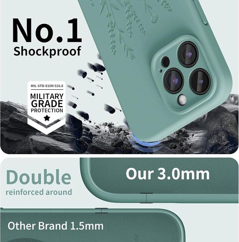 OAOA Engraved for iPhone 15 Case, Midnight Green Flower in Kuwait