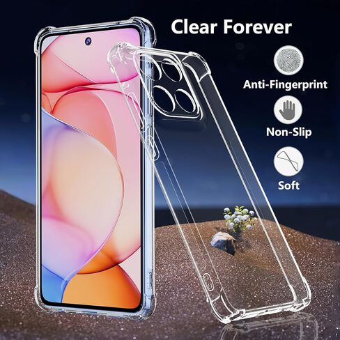 حالة Motorola Moto G Stylus 5G 2025 مع واقي شاشة زجاجي مقسى ، تغطية الهاتف المرنة الناعم TPU Slim Fit Frackproof for Women Men Girls Boys (Clear) in Kuwait