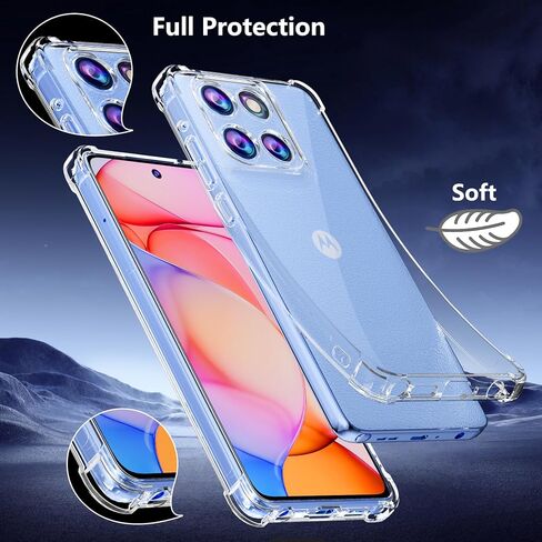 حالة Motorola Moto G Stylus 5G 2025 مع واقي شاشة زجاجي مقسى ، تغطية الهاتف المرنة الناعم TPU Slim Fit Frackproof for Women Men Girls Boys (Clear) in Kuwait