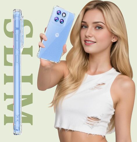 حالة Motorola Moto G Stylus 5G 2025 مع واقي شاشة زجاجي مقسى ، تغطية الهاتف المرنة الناعم TPU Slim Fit Frackproof for Women Men Girls Boys (Clear) in Kuwait
