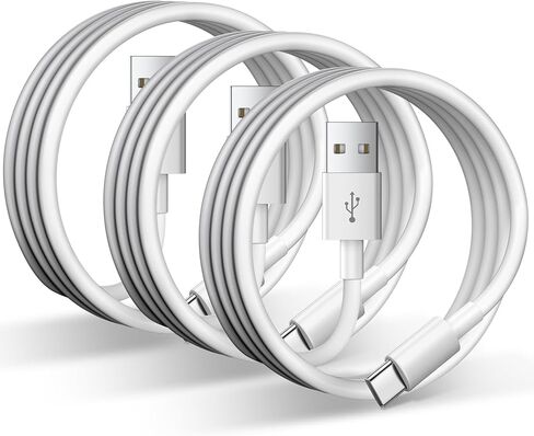10FT USB to USB C Cable [2Pack], White USB A to USB C Fast Charging for iPhone 16 Cord, for iPad Pro, iPad Air 5th/4th, iPad mini 6th Gen, Fire HD 10 8 and More in Kuwait