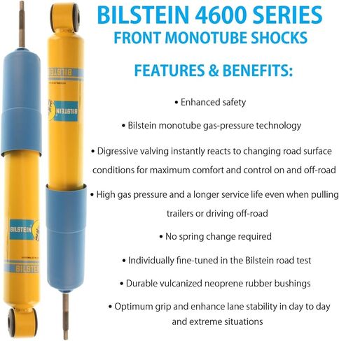 Set of 4600 Series Front & Rear Monotube Shocks fits 2007 2010 Silverado Sierra 3500 HD - Improves Ride Quality, Handling & Comfort - TrendsAuto Decal in Saudi Arabia