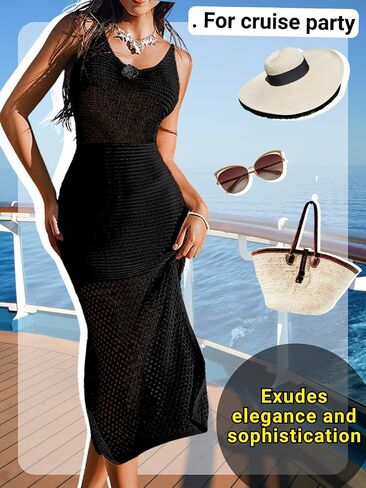Kaei&Shi Sexy Crochet Dresses,Double Slit Swimsuit Cover Up Dress,Knit Beach Coverups for Women in Saudi Arabia