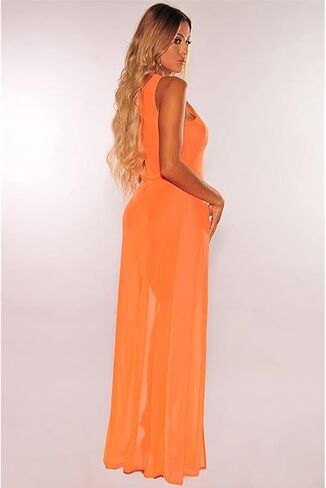 Women's Sexy Sheer Mesh Long Cover up Dress Sleeveless Lace Beachwear Swimwear Bathing Suit in Kuwait