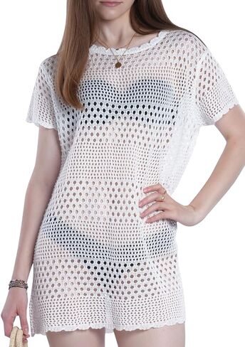 Crochet Swimsuit Coverup 2025 for Women, Vacation Beach Bikini Swimwear Cover Up, Summer Honeymoon Knit Bathing Suit in Saudi Arabia