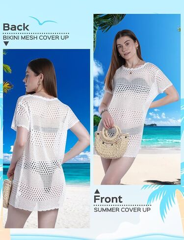 Crochet Swimsuit Coverup 2025 for Women, Vacation Beach Bikini Swimwear Cover Up, Summer Honeymoon Knit Bathing Suit in Saudi Arabia