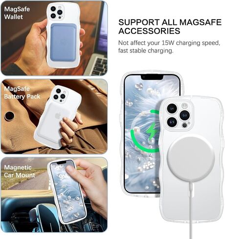 Bentoben لحالة iPhone 13 Pro Magnetic ، [متوافق مع Magsafe] [تصميم إطار الموجة المجعد] غير قابلة للانزلاق أسهل قبضة الصدمات الواقية من الغطاء الهاتفي لطيف لـ iPhone 13 Pro 6.1 "، Desert Titanium in Kuwait
