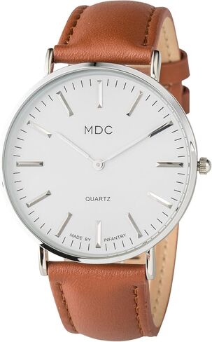المشاة MDC Mens Mensalist Lrist Watch ، الساعات الجلدية الأصلية للرجال ، ساعة معصم التناظرية الرقيقة الكوارتز ، لباس أسلوب عمل غير رسمي in Kuwait