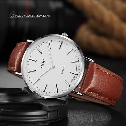 المشاة MDC Mens Mensalist Lrist Watch ، الساعات الجلدية الأصلية للرجال ، ساعة معصم التناظرية الرقيقة الكوارتز ، لباس أسلوب عمل غير رسمي in Kuwait