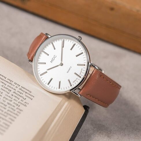 المشاة MDC Mens Mensalist Lrist Watch ، الساعات الجلدية الأصلية للرجال ، ساعة معصم التناظرية الرقيقة الكوارتز ، لباس أسلوب عمل غير رسمي in Kuwait