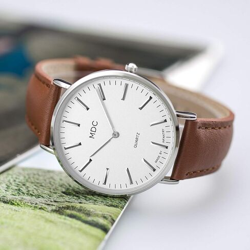 المشاة MDC Mens Mensalist Lrist Watch ، الساعات الجلدية الأصلية للرجال ، ساعة معصم التناظرية الرقيقة الكوارتز ، لباس أسلوب عمل غير رسمي in Kuwait