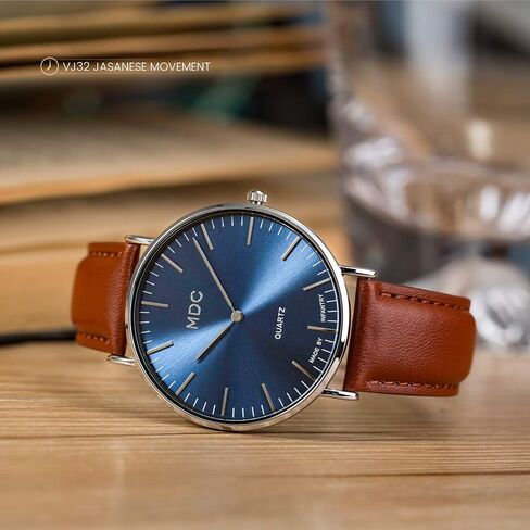 المشاة MDC Mens Mensalist Lrist Watch ، الساعات الجلدية الأصلية للرجال ، ساعة معصم التناظرية الرقيقة الكوارتز ، لباس أسلوب عمل غير رسمي in Kuwait