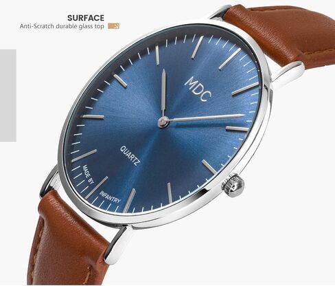 المشاة MDC Mens Mensalist Lrist Watch ، الساعات الجلدية الأصلية للرجال ، ساعة معصم التناظرية الرقيقة الكوارتز ، لباس أسلوب عمل غير رسمي in Kuwait