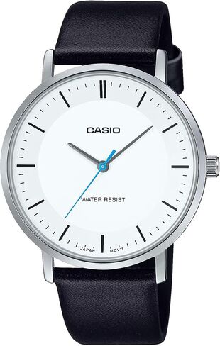 Casio MTP-VT04L-7E Men's Minimalistic Black Leather Band White Concave-Shaped Dial 3-Hand Analog Watch in Saudi Arabia
