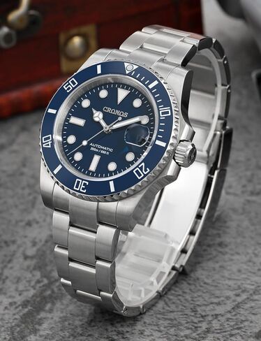 Cronos Men's Dive Watches - PT5000 Automatic Diver Watch for Men, Sapphire Crystal Full Luminous and Sports Casual Style, Black 40mm in Kuwait