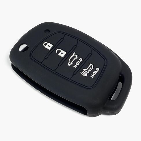 2-Pack Click&Fit Silicone Key Fob Covers Compatible with Hyundai Tucson 2015-18, Santa Fe 2013-2018, Sonata 2014-2019  – Car Remote Key Shell Rubber Protector 4-Buttons, Black+Blue in Kuwait