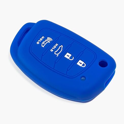 2-Pack Click&Fit Silicone Key Fob Covers Compatible with Hyundai Tucson 2015-18, Santa Fe 2013-2018, Sonata 2014-2019  – Car Remote Key Shell Rubber Protector 4-Buttons, Black+Blue in Kuwait