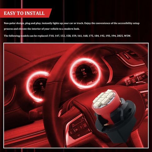 10PCS T10 194 168 LED Dash Instrument Light Bulbs with Twist Lock Socket, Car Dash Lights, Bright Panel Gauge Cluster Dashboard LED Light Bulbs, Interior Light Replacement for Cars (Blue) in Saudi Arabia