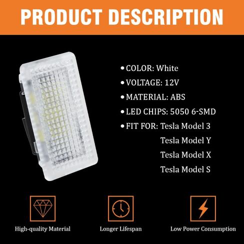Senzeal LED الإضاءة الداخلية تناسب طراز Tesla 3/Y/S/X لمصابيح استبدال Ultra Bright المستخدمة في قفازات القفازات القفاز البطيئة بركة Frunk Trunk Lights White (حزمة 4) in Saudi Arabia