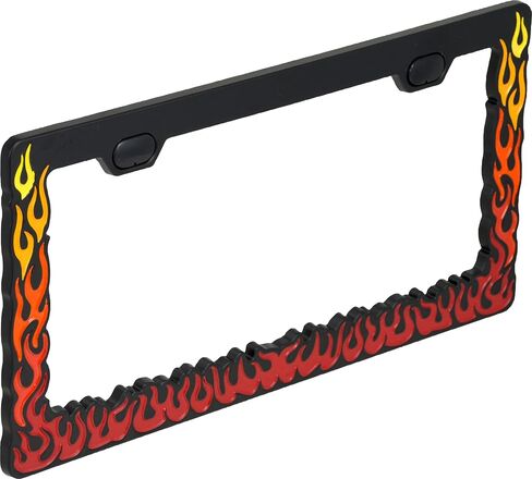 Bell Automotive 22-1-46168-8 إطار لوحة ترخيص Universal Flames ، الأسود in Saudi Arabia